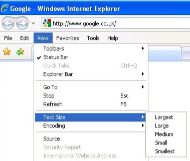 IE-text size